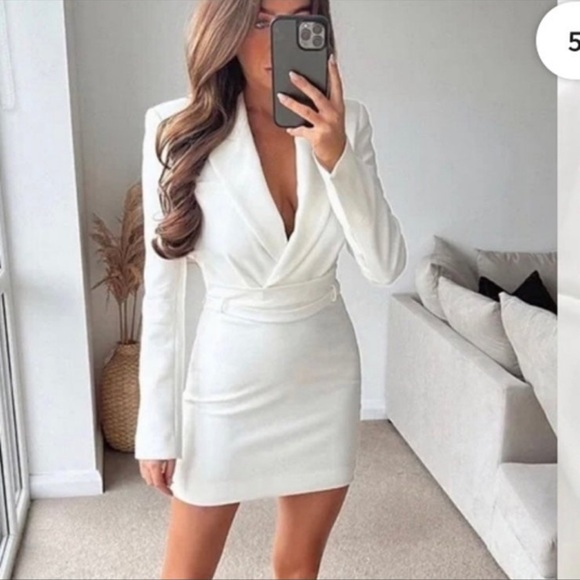 Zara white tapered blazer dress - Picture 2 of 12